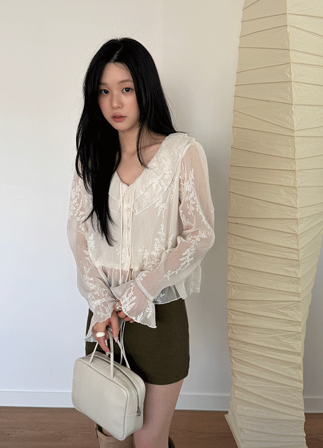 유이니 [오늘출발/Spring🎀/크롭ver] Arte crop ruffle blouse (1color)