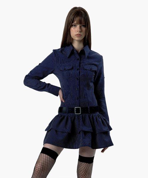 티어드 셔츠 드레스 네이비