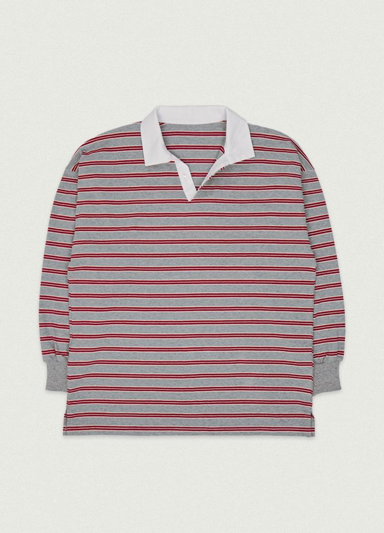 2nd/ Vintage Striped PK Shirt [gray red]