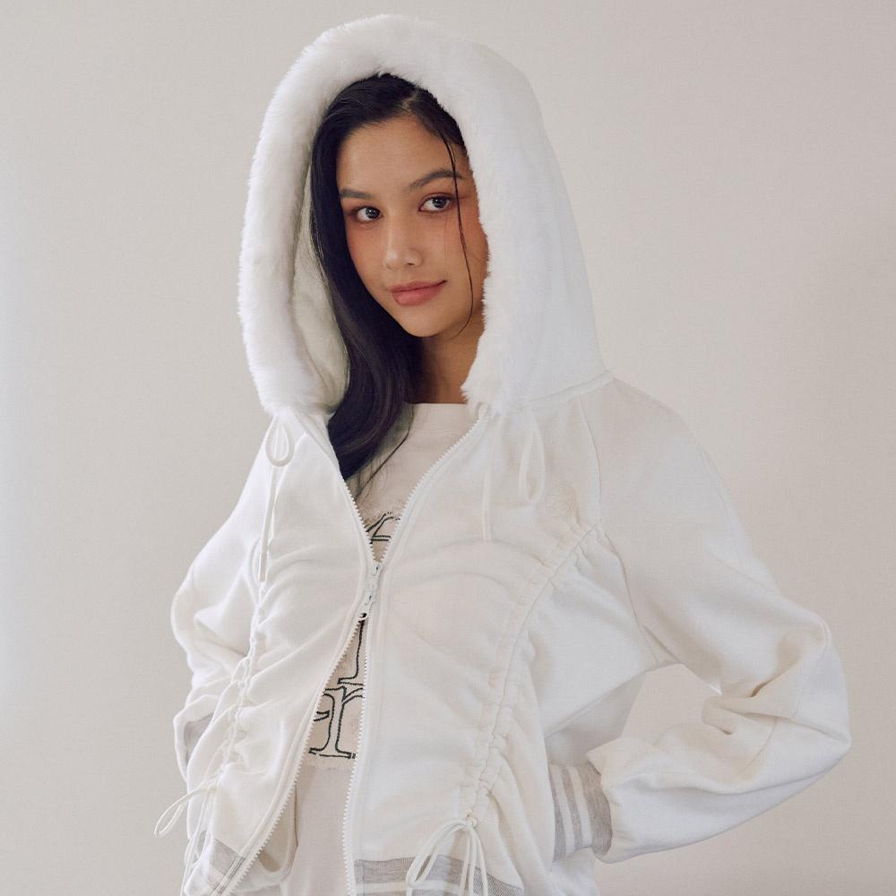 파이퍼 셔링 후드 집업 [WHITE]
