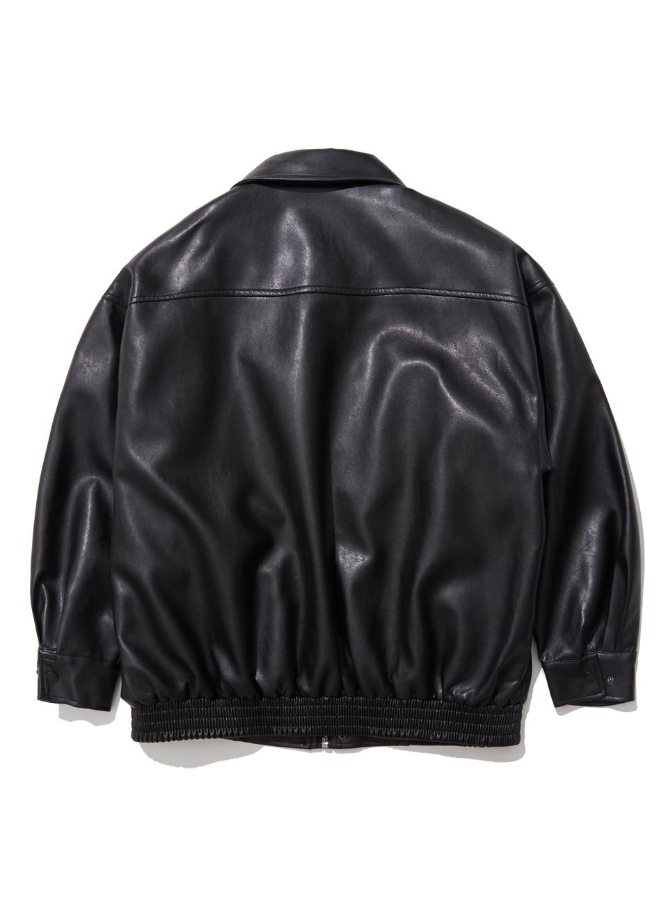 [정호연 착용]465-1 비건 레더 오버핏 자켓_블랙
