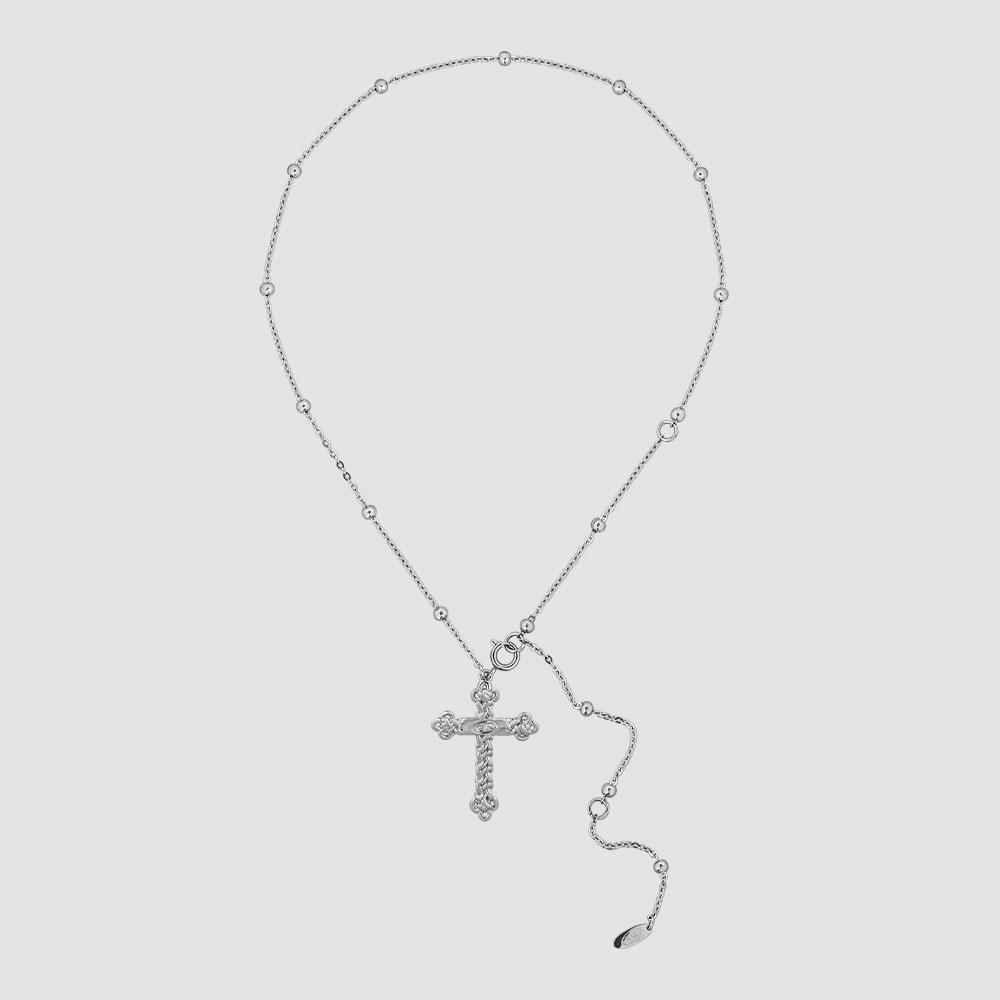 NO.473 [SILVER] KNOT CROSS NECKLACE