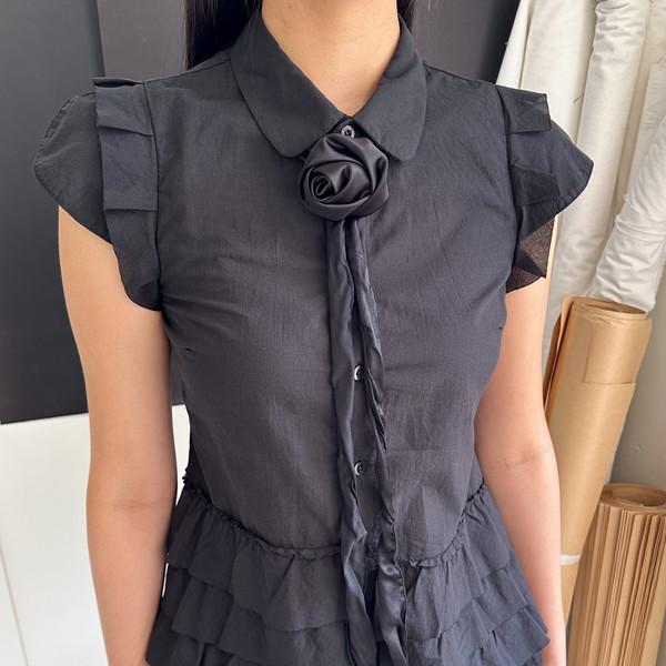 ARTIST VINTAGE RUFFLE BLOUSE (BLACK)