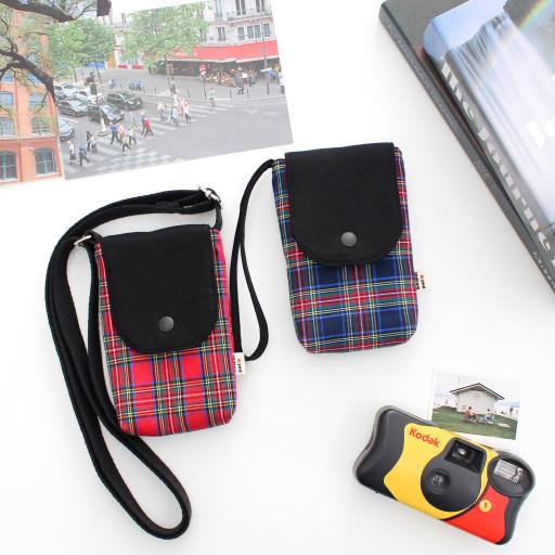 (주문제작❤️‍🔥)빈티지 체크 필름 카메라 파우치