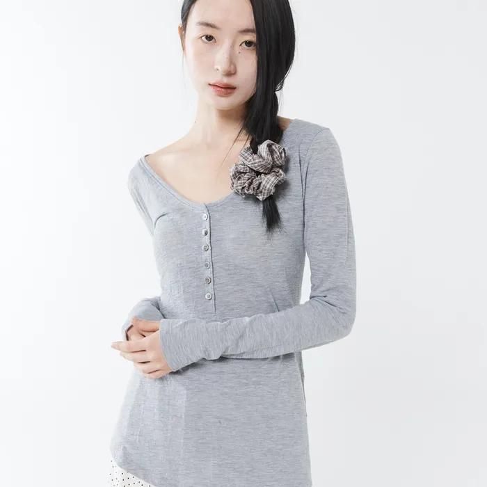 Shell Button Top Gray