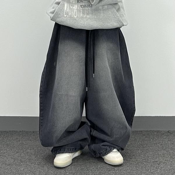 사이드 턱 벌룬 데님