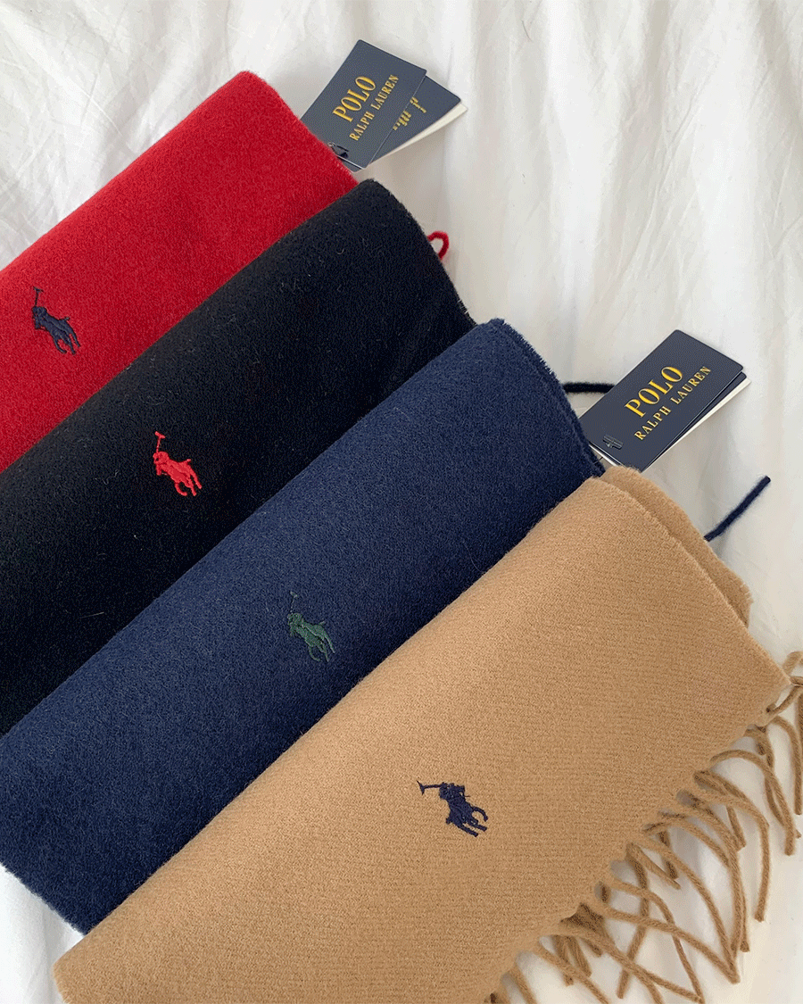 폴로 랄프로렌 이태리 울 자수 로고 머플러 남녀공용 4컬러