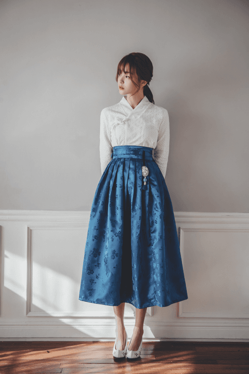 생활한복 양단블루 허리치마