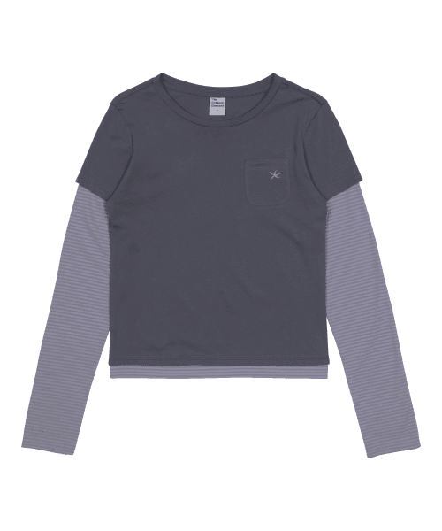 TCM stripe layered long sleeve (charcoal)