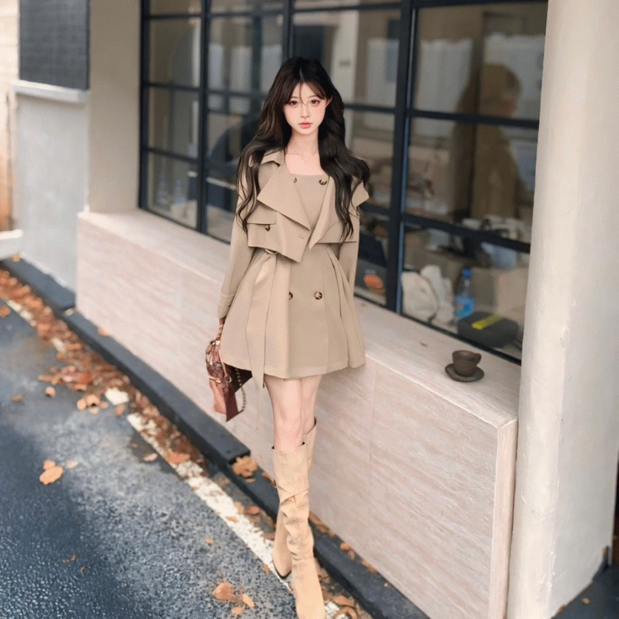 베이크 트렌치 자켓 원피스 set