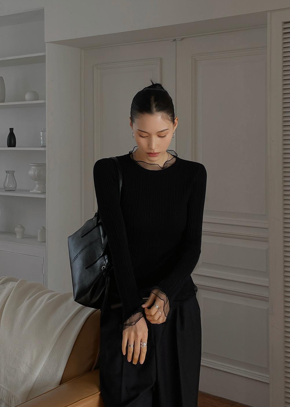 오간자 레이스 긴팔 티셔츠 (3color) 1488