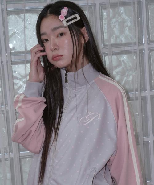 DOT JERSEY ZIP-UP JACKET GRAY