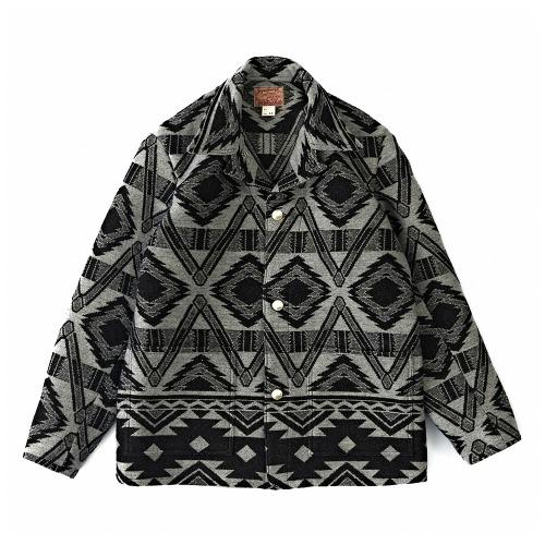 SC15223 Black Native American Wool Blanket Jacket