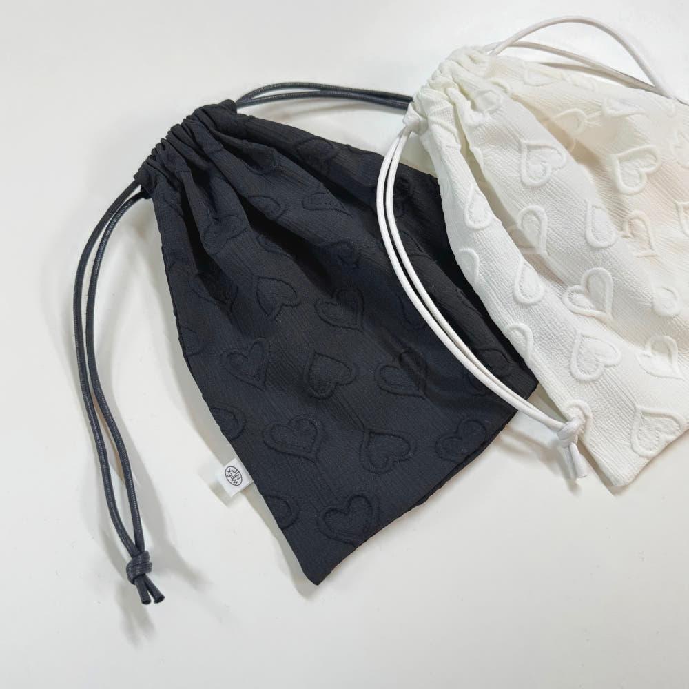 [위크닉] 하트 복조리 스트링 파우치 화장품 생리대 파우치 선물 블랙