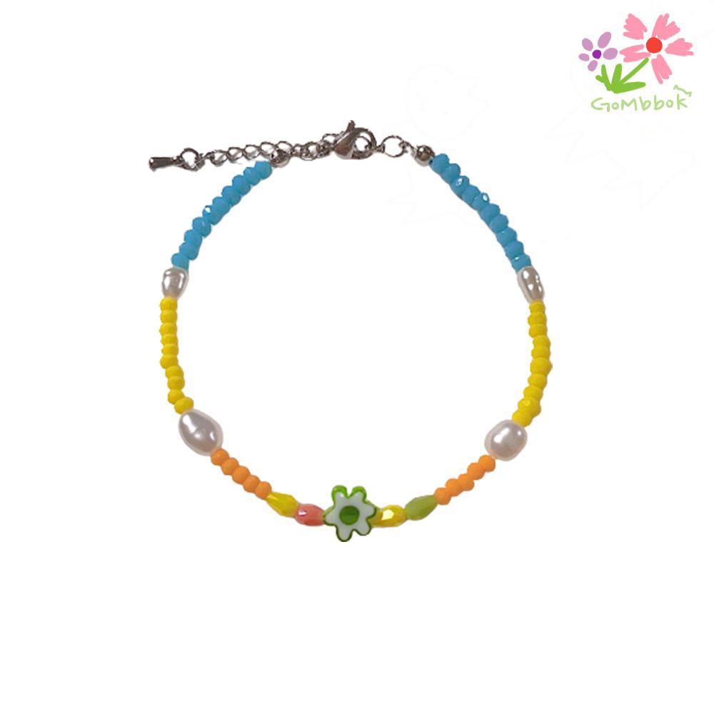 비즈팔찌 담수 진주 데이지 꽃 플라워 bracelet 크리스탈 핸드메이드 글라스 곰뽁이네