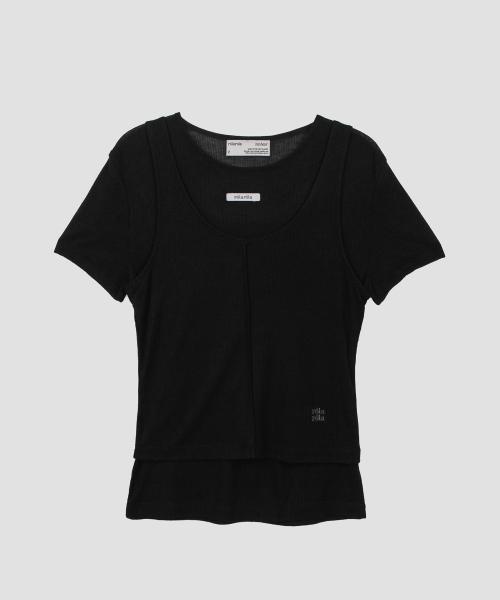 NUBASIC TENCEL HALF T-SHIRT SET BLACK