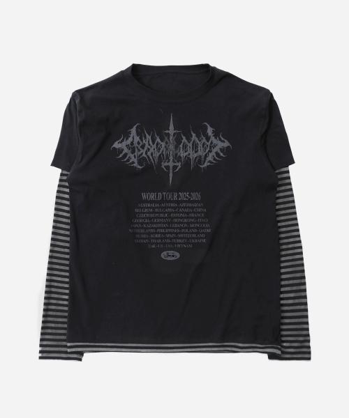 2025 월드투어 레이어드 롱슬리브 - 블랙/스트라이프