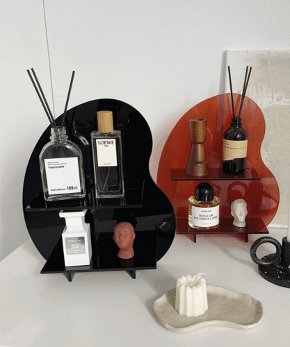 머로우빈 투명 아크릴 모던감성 스탠드 진열대 2단 선반 인테리어소품