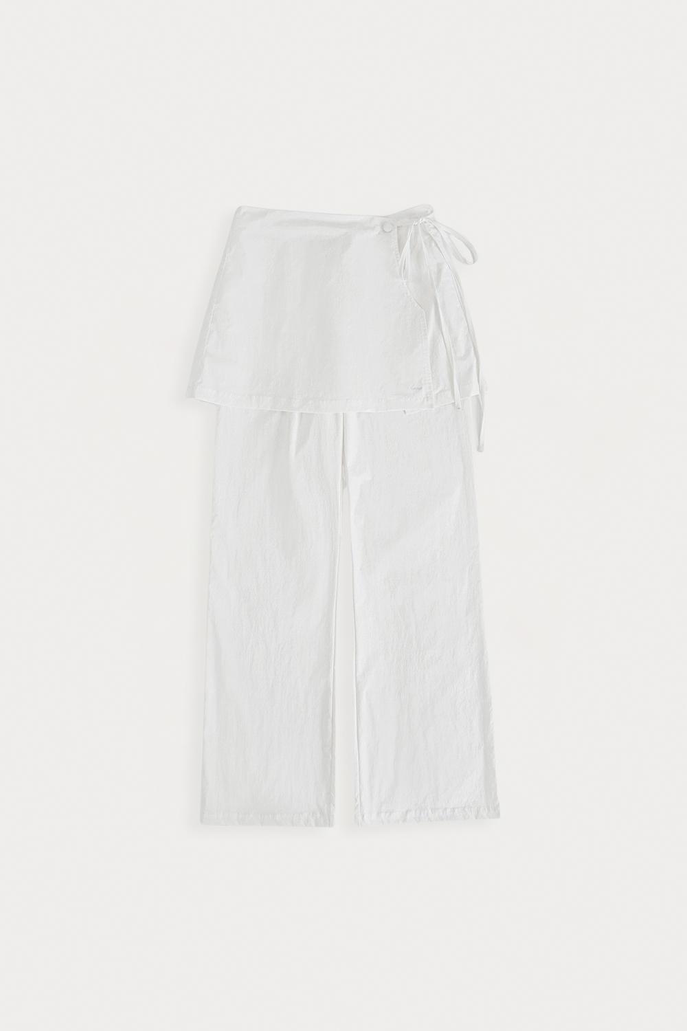 블록쉘 레이어드 스커트 팬츠_Milk