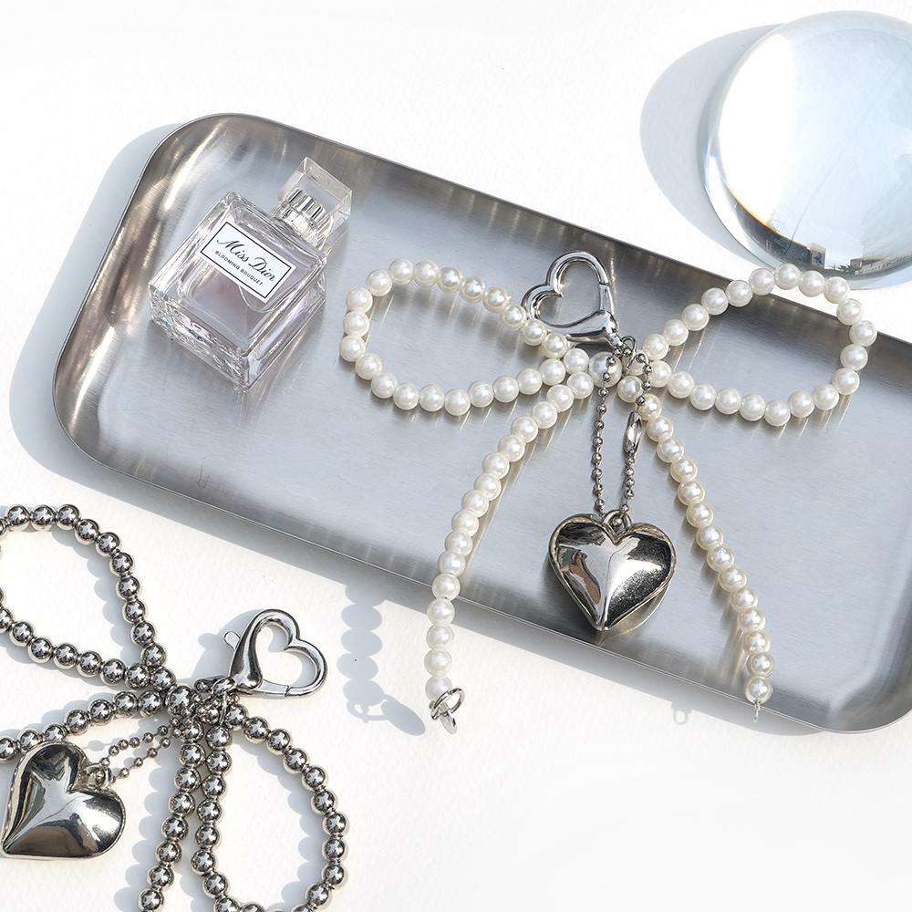 [핑크풋] 리본 진주 키링