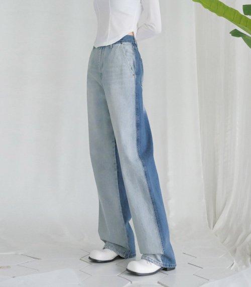 Reverse wide denim pants