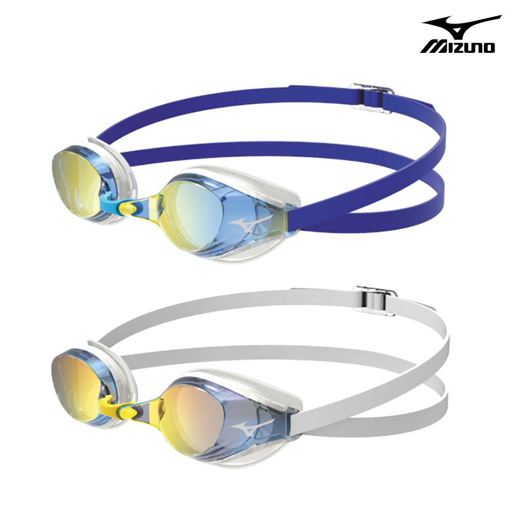 미즈노 엑셀아이 s 미러 패킹 수경 N3JEA091 깨끗한 뷰 물안경 수영 강습용