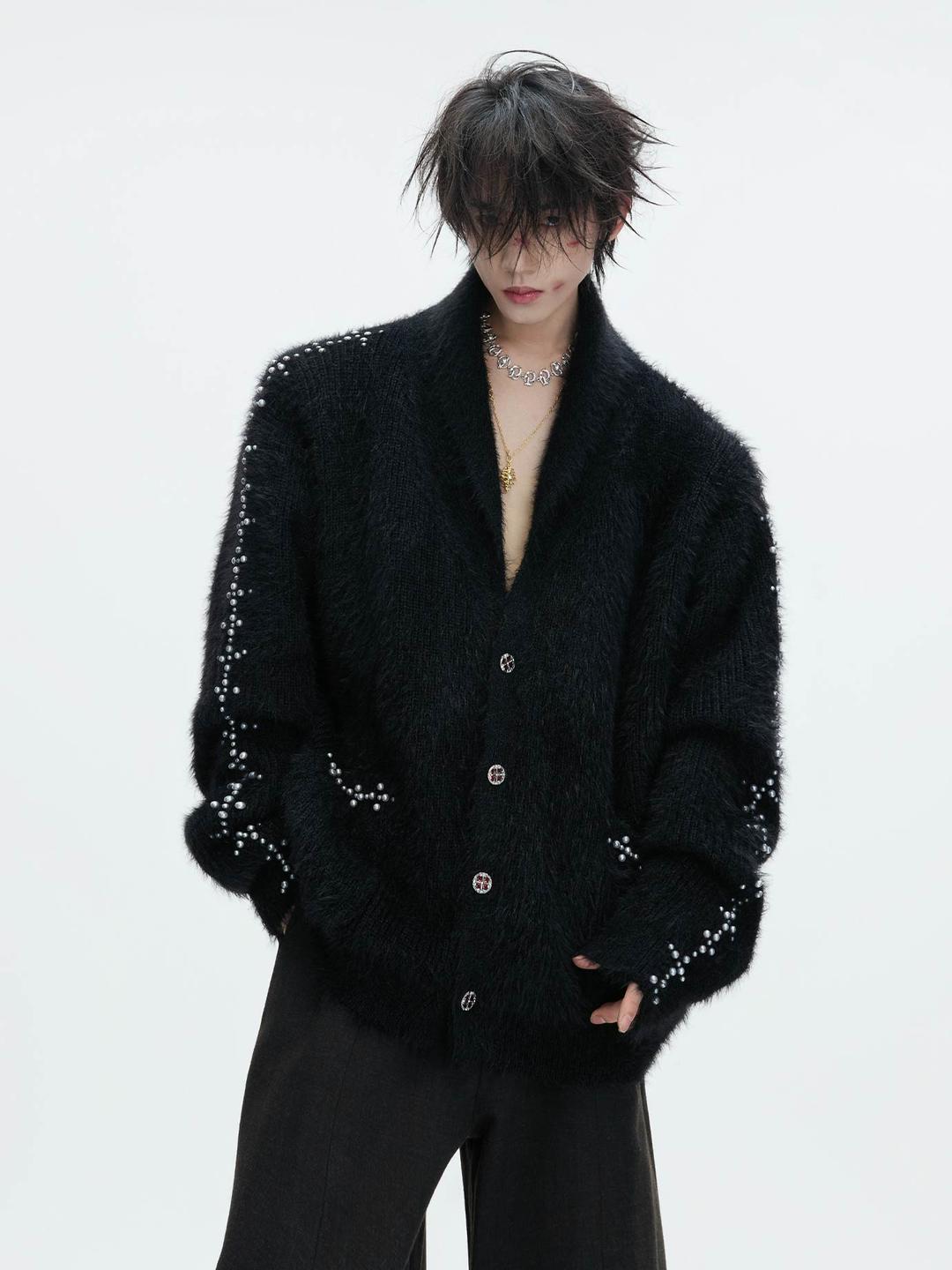 [ArguE CulturE] Beads Loose Fur Cardigan