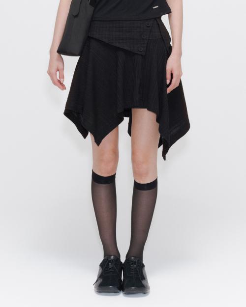 Unbalanced flow mini skirt BLACK