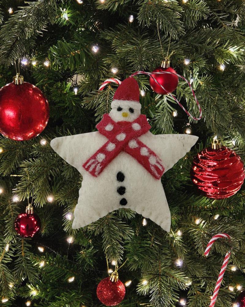 크리스마스 별모양 눈사람 오너먼트 키링