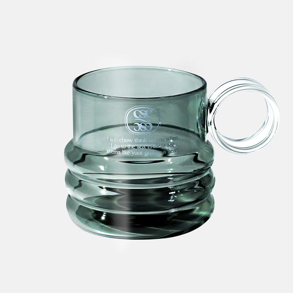 클로버 꽃말컵ver.2 유리 투명컵 검정 블랙 270ml 20대여성 집들이선물