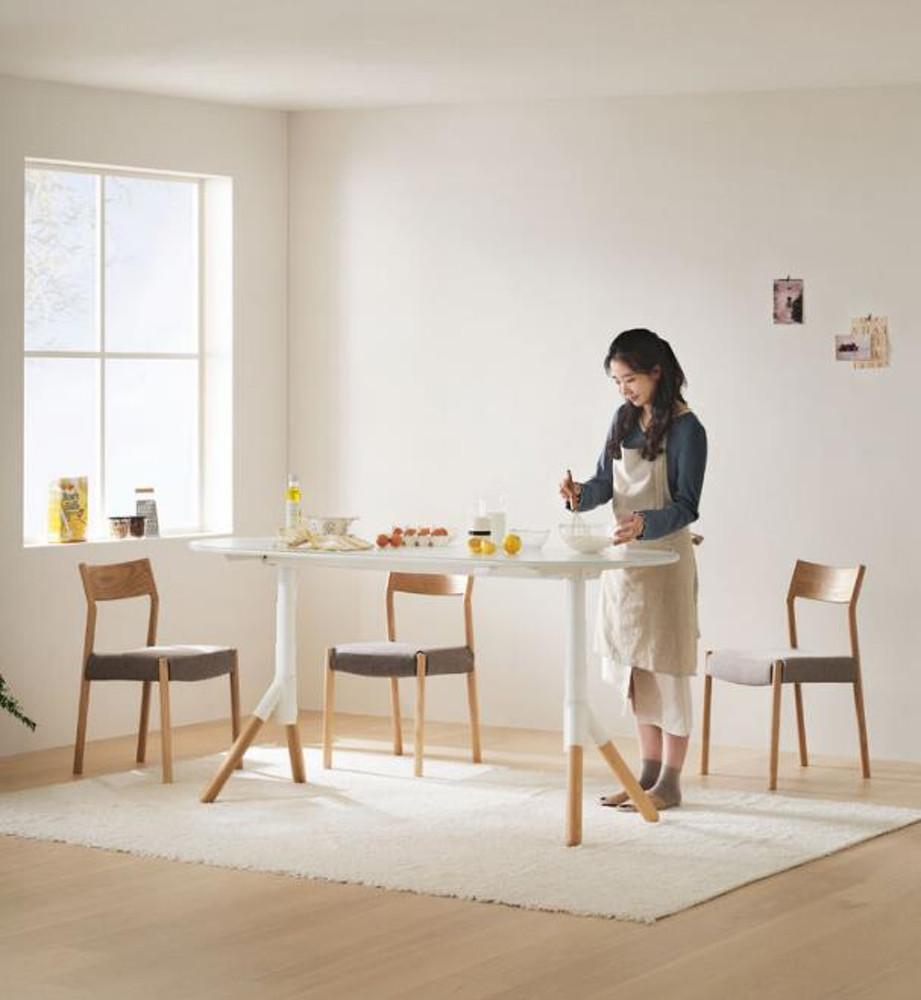 [일룸] 업모션 테이블 1600폭 타원형 (강화 사틴유리)