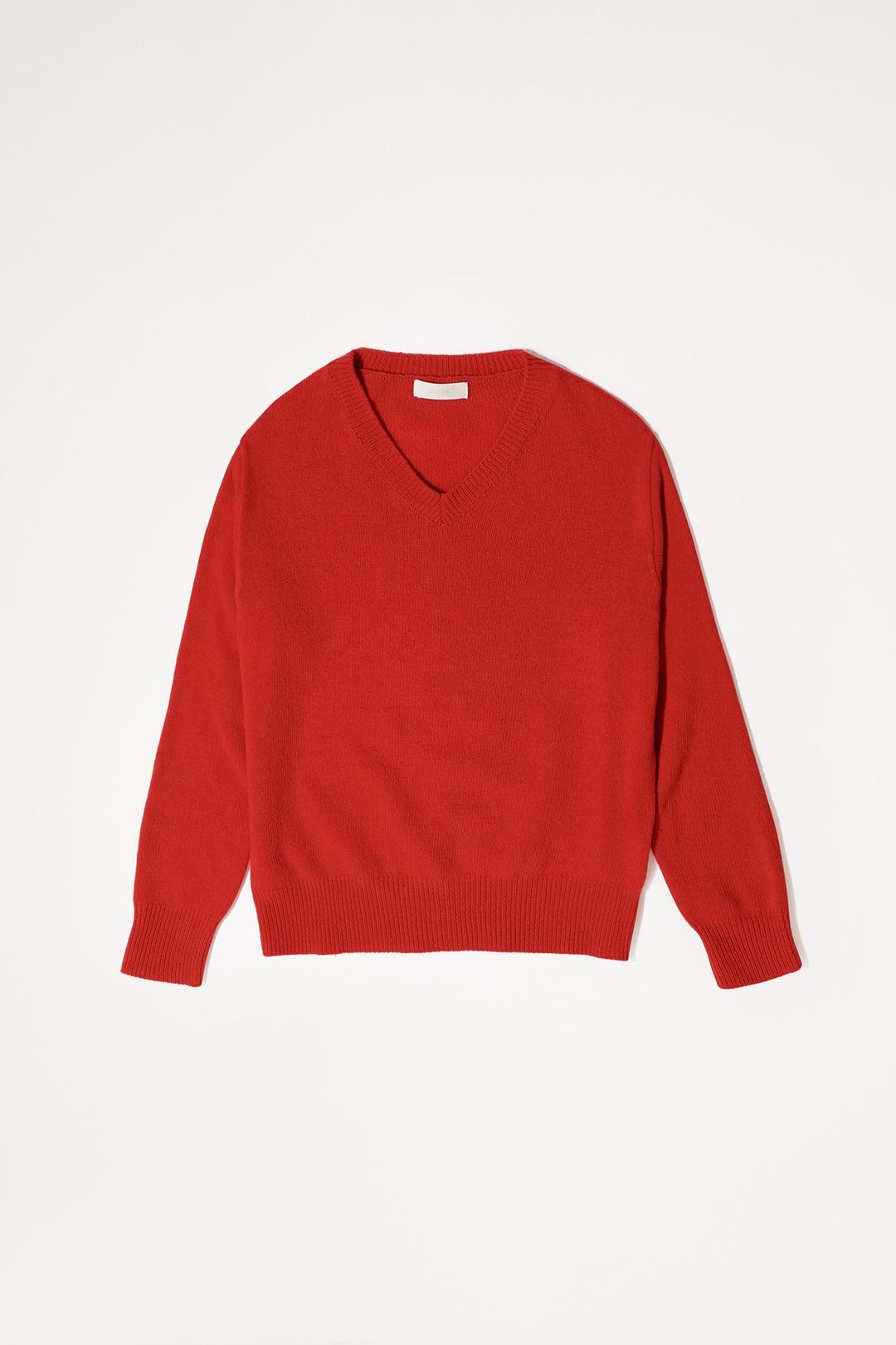 POISE V-NECK KNIT ROUGE