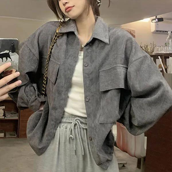 D2포켓코듀로이 크롭 스트링 셔츠_261679