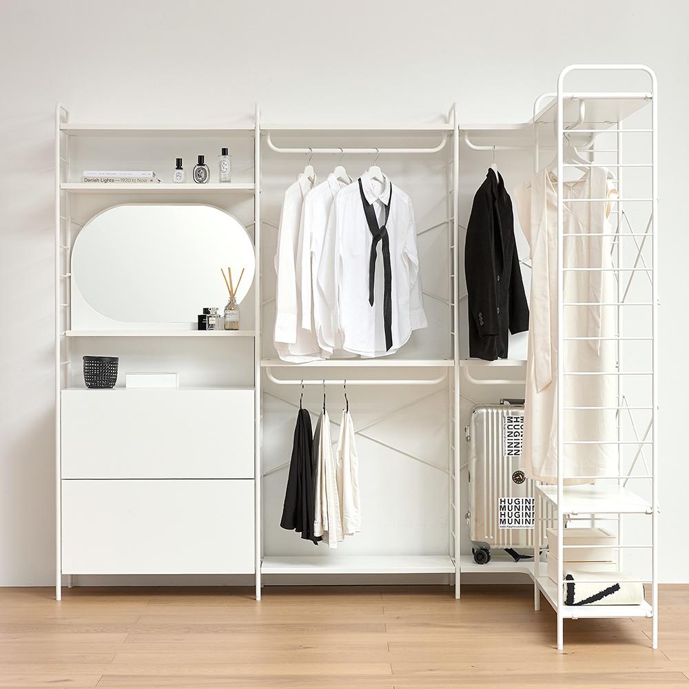 콰트로 에어 시스템 800 5단 거울 선반장 (2단 서랍)_연결형