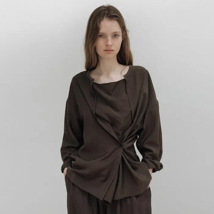 2way drape shirt (soil brown)