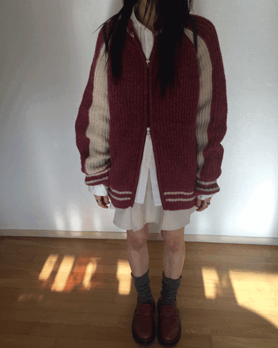 배색 투웨이 니트 집업 (2color)