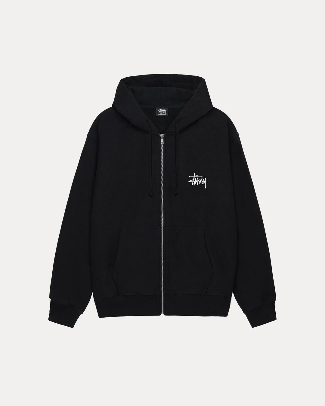 BASIC STÜSSY ZIP HOODIE - Black / M