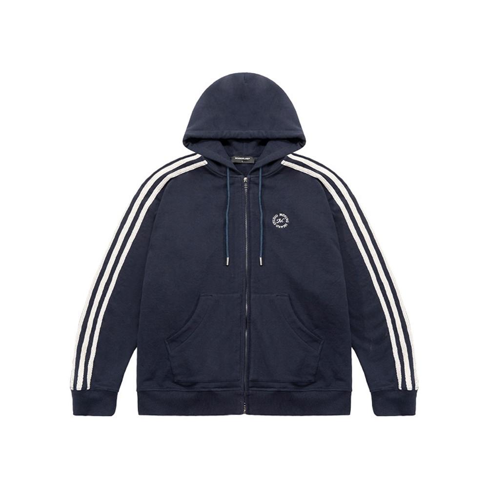 UNVESNO 후드집업 트랙 더블지퍼 얇은기모 네이비 그레이 후드