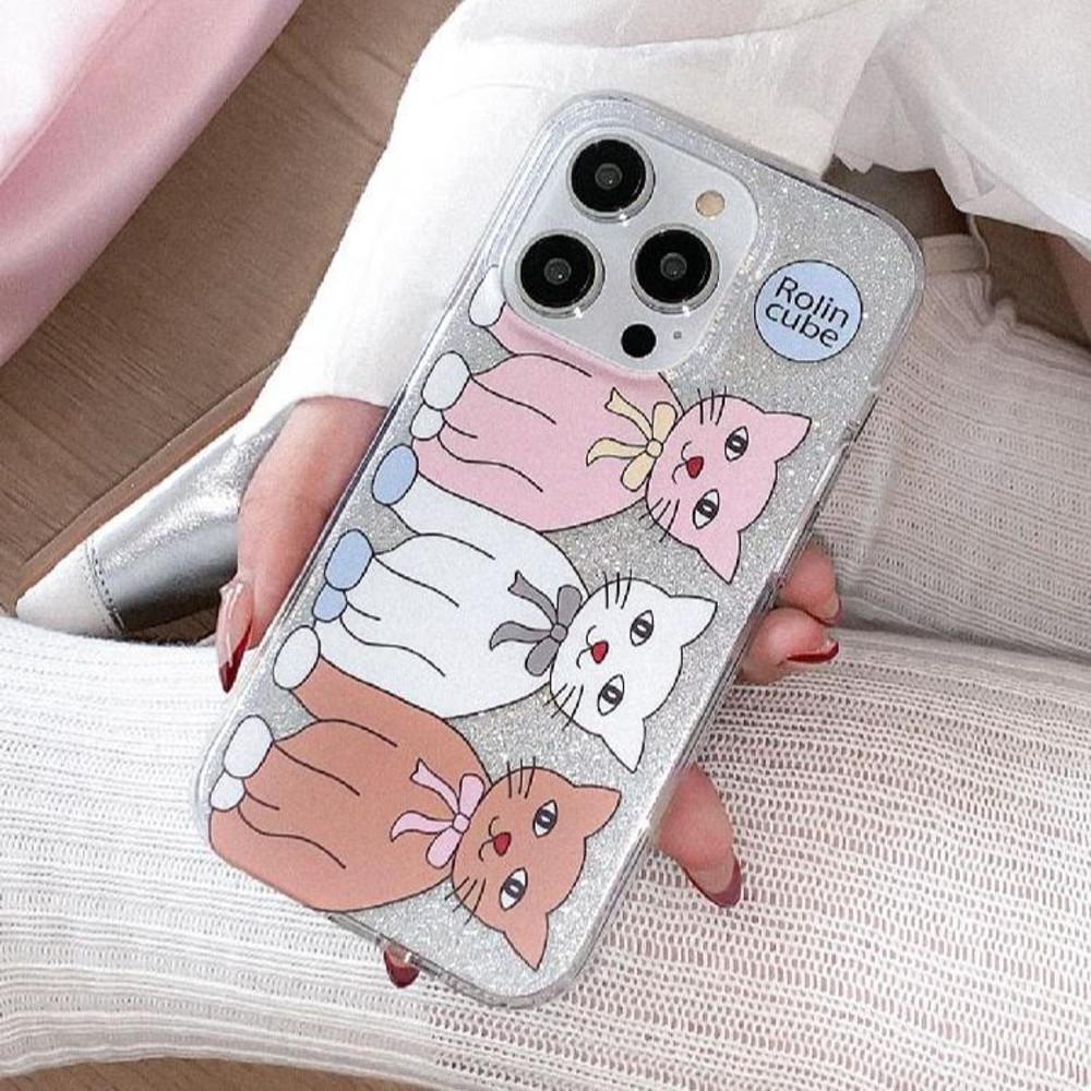 three cat 아이폰 케이스 실버 캣 15 14 프로