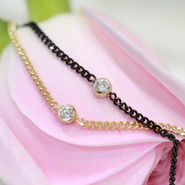 14K 18K 핸드메이드 커브 체인 큐빅 팔찌