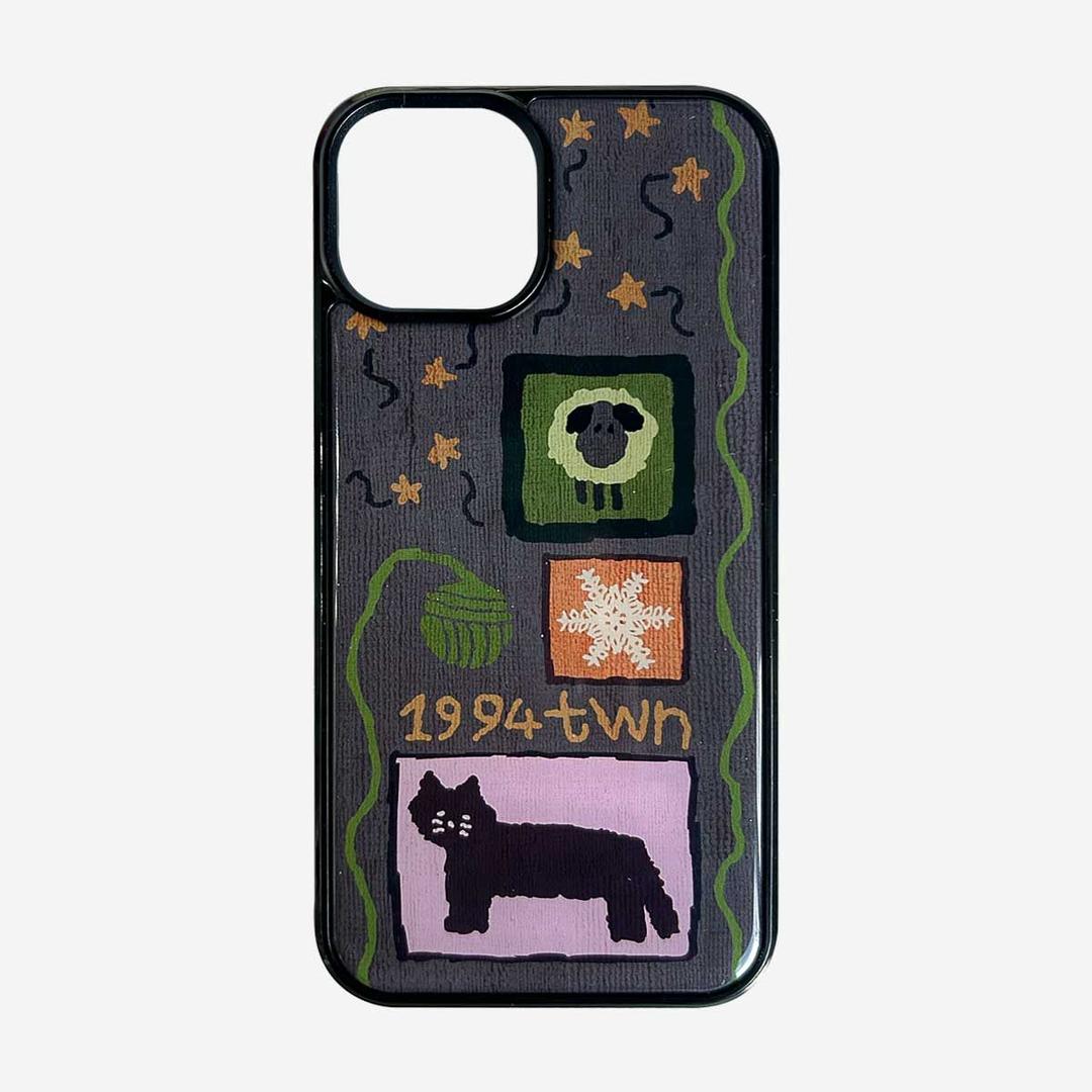 Cat and knit phone case - GREY (에폭시 / 맥세이프 글라스 케이스)