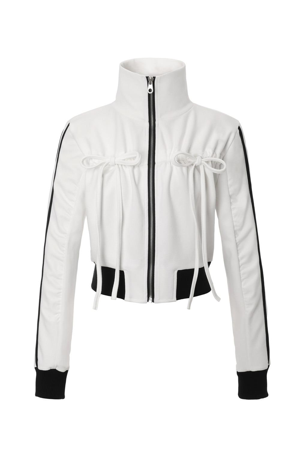 [ODDONEOUTXKHAKIPOINT] TIE RIBBON TRACK TOP IVORY