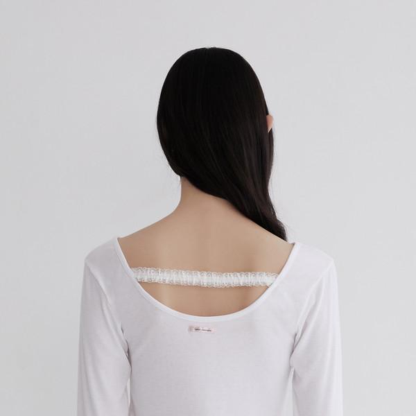 Lace strap round T-shirt (IVORY)