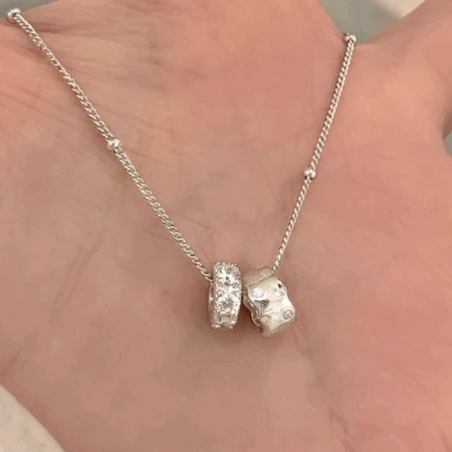 [당일 출고][925 Silver] 델리아 구슬 체인 볼드 스톤 목걸이 데일리 우아한 베이직 빈티지 특별한 포인트 우아한 큐빅 선물 은 실버 주얼리