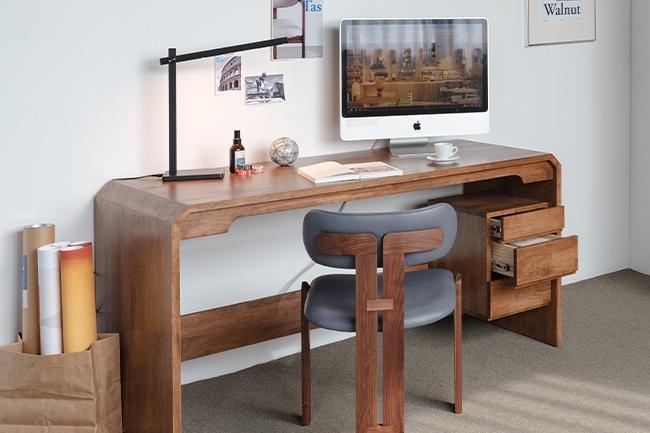 노먼 B형 책상 W1500 원목 테이블 거실 서재 데스크 서랍 수납