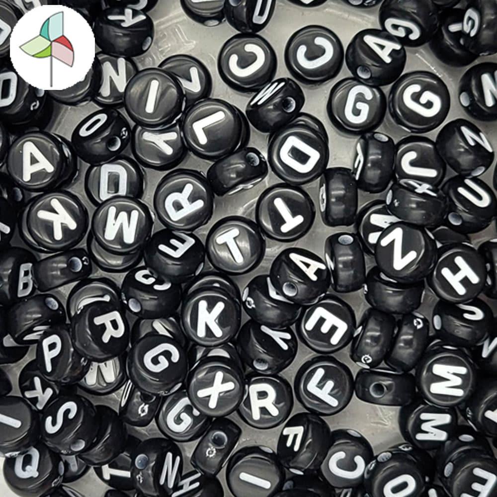 45G 약 300종 아크릴비즈 이니셜원반 (검정/흰색) 8205H0