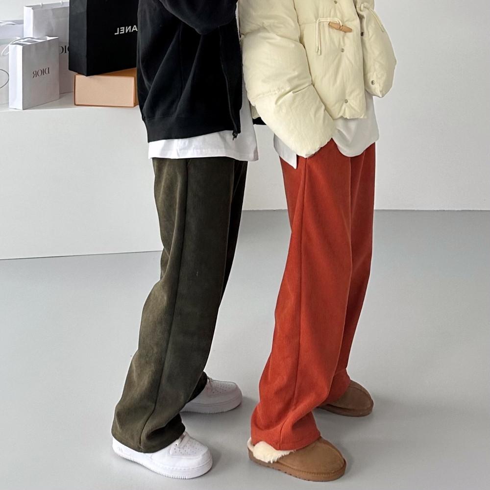 커플 코듀로이팬츠 여성 기모바지 와이드팬츠 골덴바지