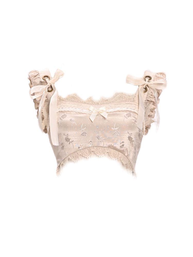 Ultra-short Lace Bow Tie Vest【s0000002693】