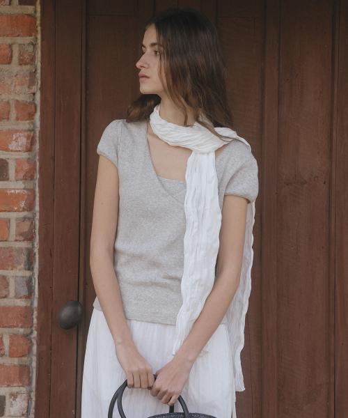 Eyelet line detail t-shirt [TISU06TS04]_Oatmeal