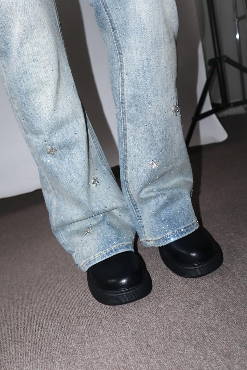 팁씨 star cubic light denim pants